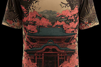 do japanese style or monoline illustration for tshirt merch