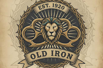 design a bold vintage brass knuckles logo for your brand