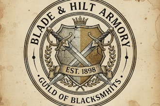 design a powerful vintage crossed swords logo for your brand