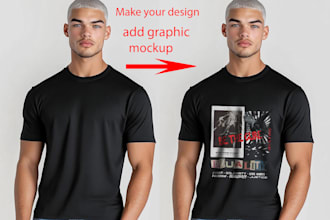 add pattern or realistic model t shirt designs and mockup