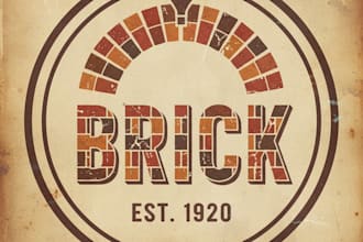 design a strong vintage brick logo for your brand