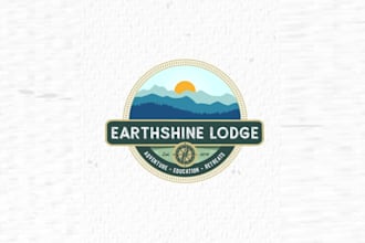 design modern beautiful mountain lodge logo
