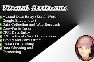 be virtual assistant for pdf to xls,data entry, copy paste, typing, web research