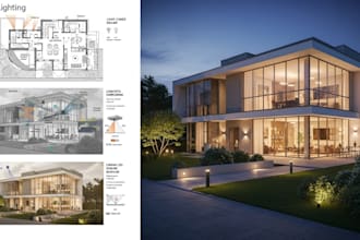do 2d 3d lighting design for both interior and exterior with rendering