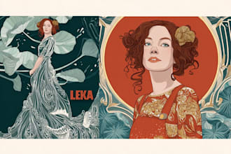 draw an art nouveau illustration for custom projects