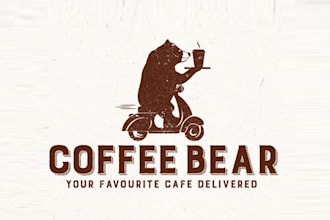 create exceptional a quirky and fun bear and coffee logo