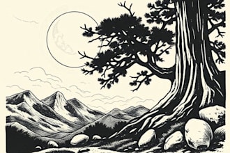 draw high quality linocut illustration for shirt design