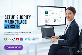 setup shopify marketplace google tiktok youtube simprosys shop facebook website