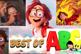 create fun, educate children animated video nursery rhyme kid story song writing