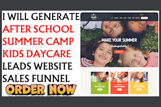 generate after school summer camp kids activity leads and build daycare website