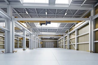 revit production space,industrial interior,logistic facility,warehouse rendering
