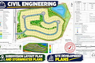 draw subdivision layout site plan 3d grading plot master swmm utility system