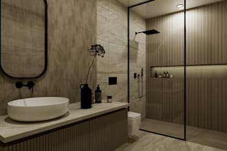 do interior design and rendering of bathroom