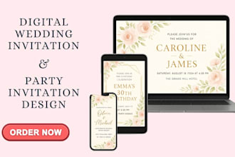 create custom digital wedding and party invitation, and unique invitation cards