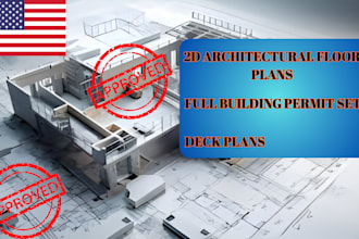 do 2d architectural floor plan, deck plan, building set city permit for co de sc
