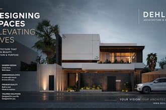 create a realistic luxury villa exterior render