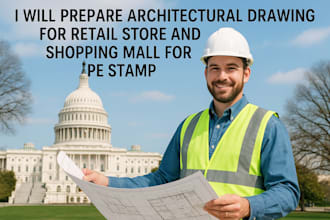 prepare architectural drawing for retail store and shopping mall for pe stamp