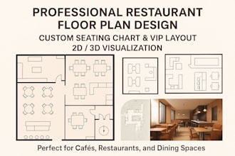 design a professional restaurant floor plan, seating chart, and VIP layout