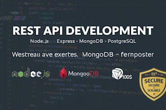 develop secure rest API with node js, express, mongodb and postgresql