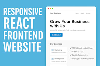 build responsive react landing page with clean code