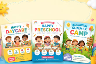 design preschool, daycare and kindergarten flyers and posters