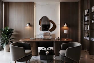 design and render corporate office interior, meeting room,lobby reception render