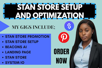set up stan store  redesign stan store website stan store expert marketing SEO
