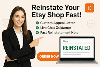 do etsy reinstatement appeal letter and live chat to reopen etsy shop suspension