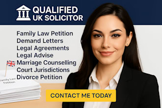 draft UK divorce papers, custody agreements, family petitions, demand letter