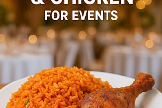 cook delicious jollof rice and chicken for your events