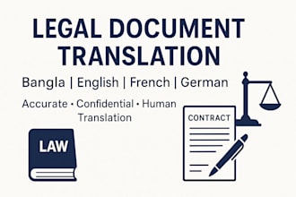 translate legal documents between bangla, english, french and german