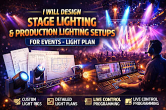design stage lighting rigs and production lighting setups for events, light plan