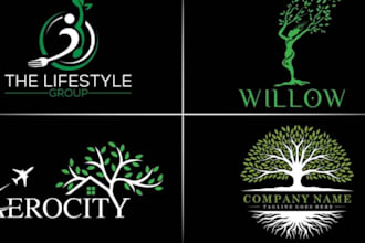 design tree, eco, yoga , botany, lawn care , landscaping logo