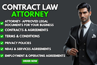 be your lawyer for legal agreements, contract, terms and conditions, mou or nda