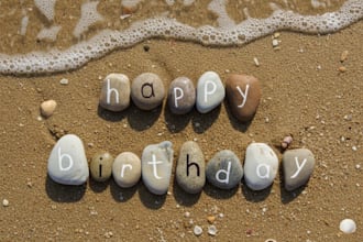 create a realistic edit of natural coloured stones adding font