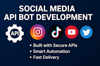develop instagram api bot, tiktok bot, youtube bot, twitter api bot, mass dm bot