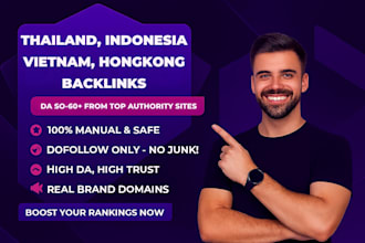 do SEO backlinks for thailand, vietnam, china, indonesia and hong kong ranking