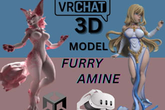 create 3d vrchat avatars, anime style, furry and nsfw design