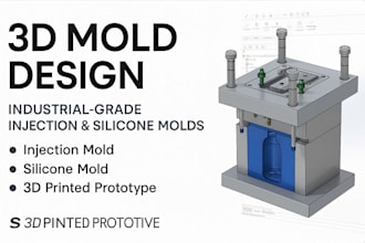deign grade industrial injection silicone  mold printed prototype in solid work