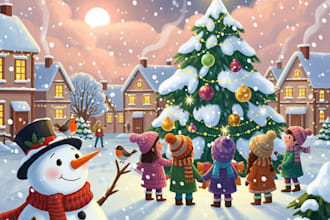 create christmas children book illustrations