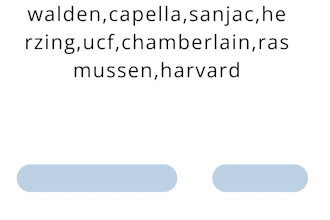 do walden, capella, sanjac, herzing, ucf, chamberlain, rasmussen, harvard