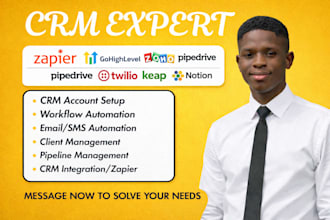 setup zapier ai agent automation pipedrive keap zoho crm honeybook twilio ghl