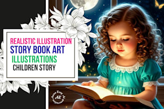 illustrate your childrens storybook with realistic art and detailed artwork