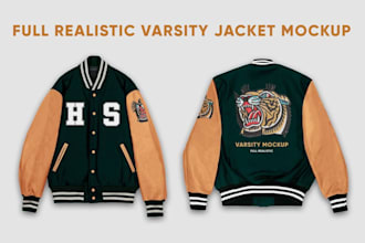 create realistic clo3d varsity jacket, hoodie, bomber jacket mockup