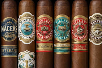 do modern cigar logo, bands, label, and cigar box design