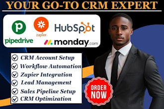 set up your hubspot, monday com pipedrive CRM with zapier integration