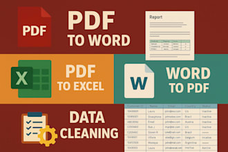 convert PDF to word, excel, or editable file and word to PDF professionally