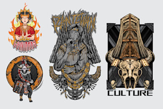 make tshirt design illustrations for clothing and apparel