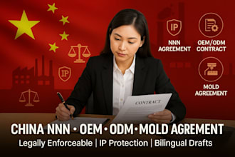 draft china nnn agreement, oem, odm contract, and mold manufacturing agreement