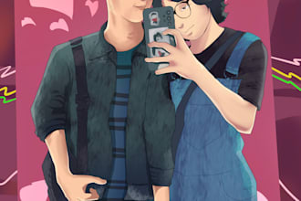 make a custom digital illustration portrait gift